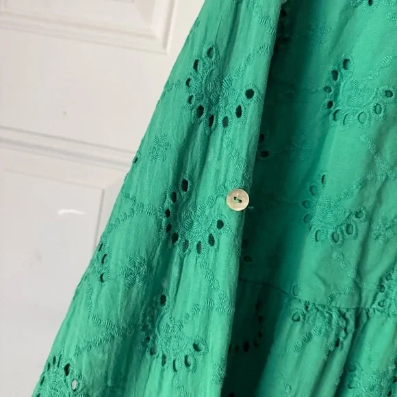 slim fit dress slacks Bianca Green Eyelet Dress M